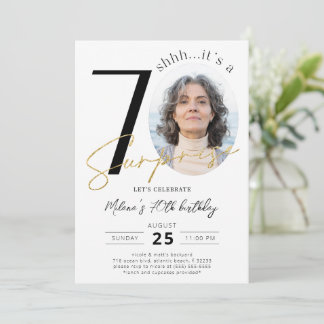 Surprise 70th Birthday Gold Photo Invitation