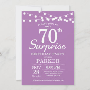 Surprise 70th Birthday Invitation Purple Lavender