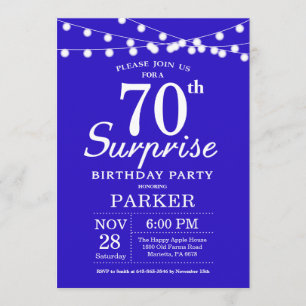 Surprise 70th Birthday Invitation royal blue