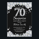 Surprise 70th Birthday Invitation Silver Diamond<br><div class="desc">Surprise 70th Birthday Invitation. Silver Rhinestone Diamond Chalkboard Background. Elegant Birthday Bash invite. Black and White. Adult Birthday. Women Birthday. Men Birthday. For further customization,  please click the "Customize it" button and use our design tool to modify this template.</div>