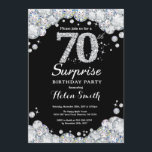 Surprise 70th Birthday Invitation Silver Diamond<br><div class="desc">Surprise 70th Birthday Invitation. Silver Rhinestone Diamond Chalkboard Background. Elegant Birthday Bash invite. Black and White. Adult Birthday. Women Birthday. Men Birthday. For further customization,  please click the "Customize it" button and use our design tool to modify this template.</div>