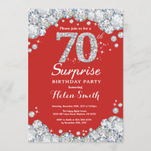 Surprise 70th Birthday Invitation Silver Diamond