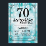 Surprise 70th Birthday Invitation Teal Glitter<br><div class="desc">Surprise 70th Birthday Invitation with Teal String Lights with Teal Glitter Background. Teal Birthday. Adult Birthday. Men or Women Bday Invite. 13th 15th 16th 18th 20th 21st 30th 40th 50th 60th 70th 80th 90th 100th, Any age. For further customization, please click the "Customize it" button and use our design tool...</div>