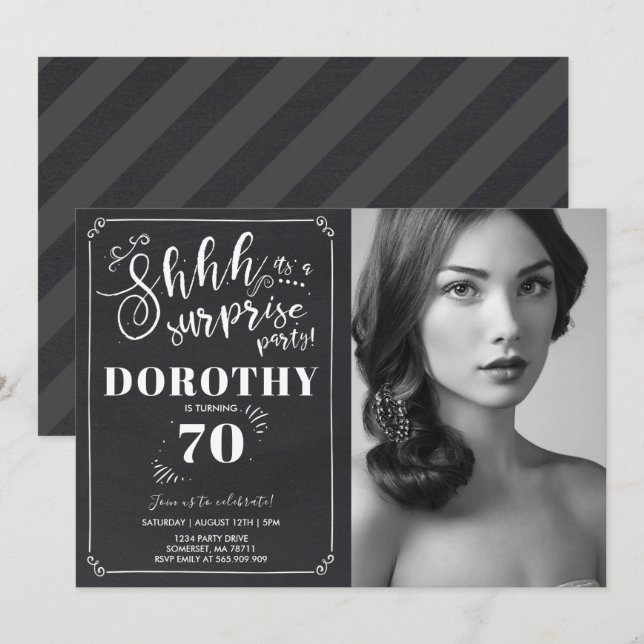 Surprise 70th Birthday Invitation Vintage Surprise (Front/Back)