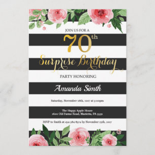 Surprise 70th Birthday Invitation Women Floral