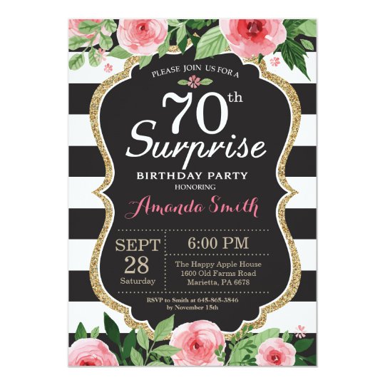 surprise 70th birthday invitation women floral zazzle com