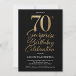 Surprise 70th Birthday Party Black & Gold Invitation<br><div class="desc">70th surprise birthday party invitation in black and gold</div>