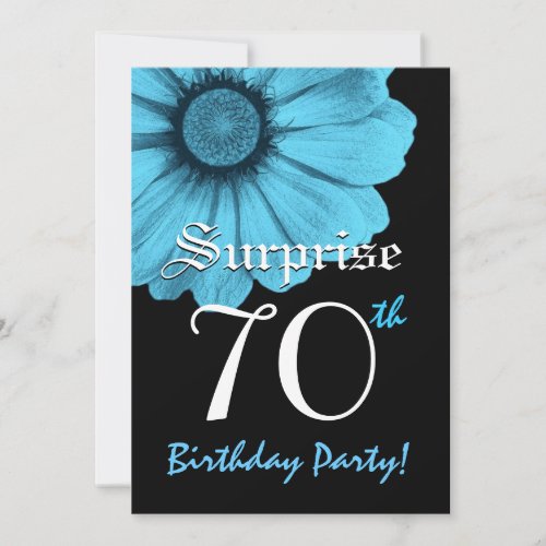SURPRISE 70th Birthday Party Blue Daisy N220 Invites
