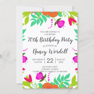 Surprise 70th Birthday Party Floral Invitation