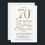 Surprise 70th Birthday Party Gold Invitation<br><div class="desc">70th surprise birthday party invitation in gold</div>