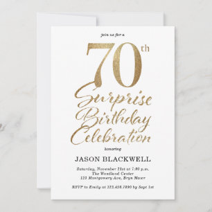 Surprise 70th Birthday Party Gold Invitation