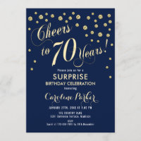 Surprise 70th Birthday Party - Gold Navy