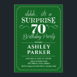 Surprise 70th Birthday Party - Green White Invitation<br><div class="desc">Surprise 70th Birthday Party Invitation.
Simple classy design in green and white. Features elegant script font. Surprise bday celebration for man or woman. Can be customized into any age!</div>
