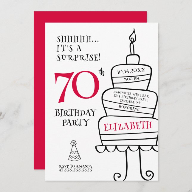 Surprise 70th Birthday Party Invitation (Front/Back)