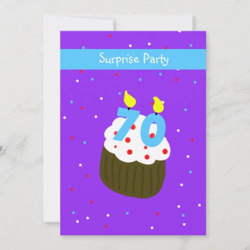 Surprise 70th Birthday Party Invitation -- Cupcake