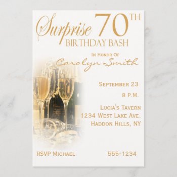 Surprise 70th Birthday Party Invitations by NightSweatsDiva at Zazzle
