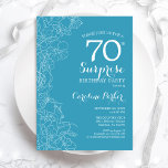 Surprise 70th Birthday Party - Light Blue Floral Invitation<br><div class="desc">Light Blue Floral Surprise 70th birthday party invitation. Minimalist modern design featuring botanical accents and typography script font. Simple feminine invite card perfect for a stylish female surprise bday celebration. Can be customized to any age.</div>