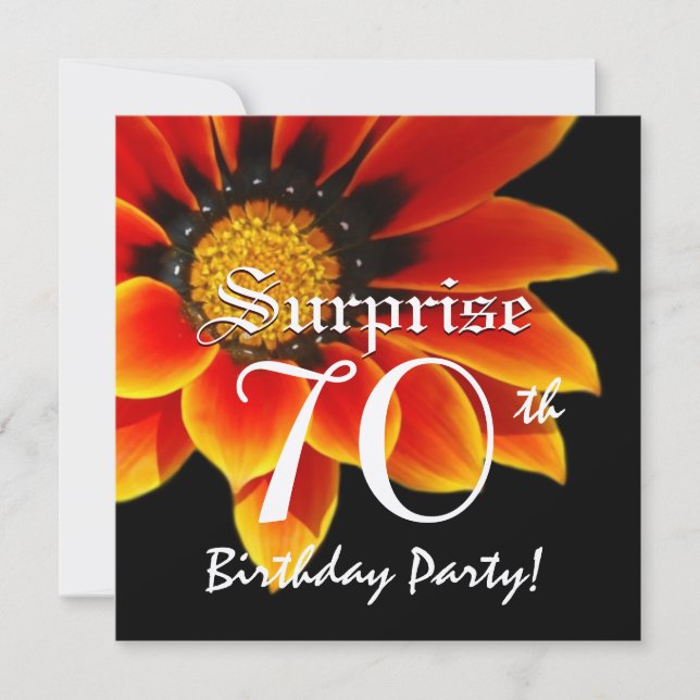 SURPRISE 70th Birthday Party Orange Flower W062 Invitation (Front)