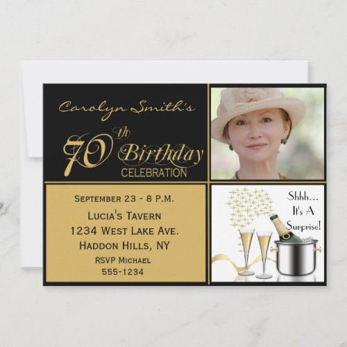 Surprise 70th Birthday Party Photo Invitations