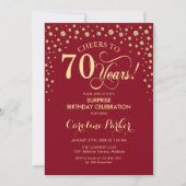 Surprise 70th Birthday Party - Red Gold Invitation (Front)