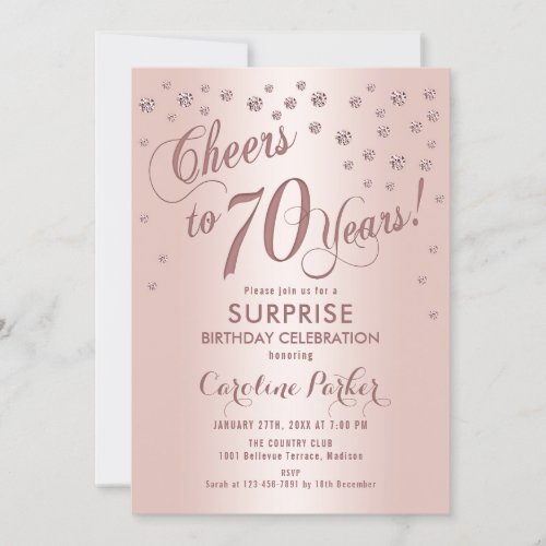 Surprise 70th Birthday Party _ Rose Gold Invitation