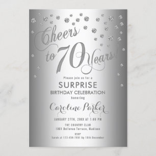 Surprise 70th Birthday Party - Silver Invitation