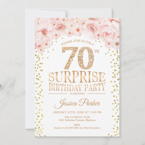 Surprise 70th Birthday Party - White Gold Pink