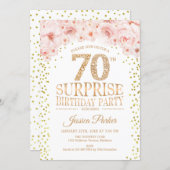 Surprise 70th Birthday Party - White Gold Pink Invitation (Front/Back)