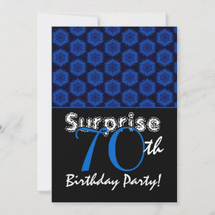 SURPRISE 70th Birthday Royal Blue Stars W1448 Invitation