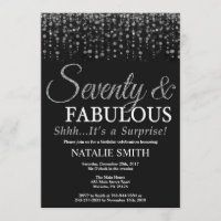 Surprise 70th Birthday Seventy and Fabulous Silver