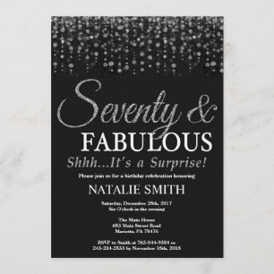 Surprise 70th Birthday Seventy and Fabulous Silver Invitation