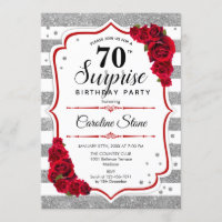 Surprise 70th Birthday - Silver White Red