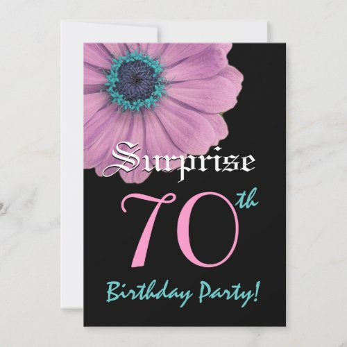 SURPRISE 70th Birthday Template Pink Daisy Personalized Invitation