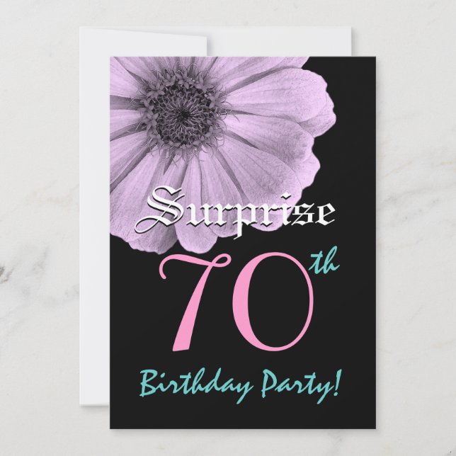 SURPRISE 70th Birthday Template Purple Daisy (Front)