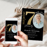 Surprise 70th Black Gold Birthday Invitation Photo<br><div class="desc">Designed for our Birthday Invitations with Photo collection,  this customizable Invitation Card features an editable photo section,  gold numbers & handwriting decorative fonts. Matching items available.</div>