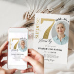 Surprise 70th Gold Birthday Invitation with Photo<br><div class="desc">Designed for our Birthday Invitations with Photo collection,  this customizable Invitation Card features an editable photo section,  gold numbers & handwriting decorative fonts. Matching items available.</div>