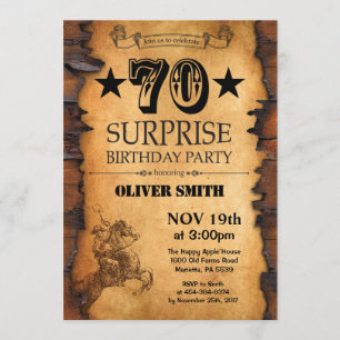 Surprise 70th Western Birthday Invitation