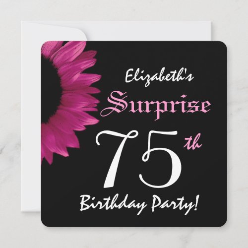 SURPRISE 75th Birthday Party Sunflower A10C Invitation