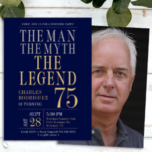 Surprise 75th Birthday The Man The Myth The Legend Invitation
