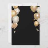 Surprise 80th Birthday Black and Gold Balloons Invitation (Back)