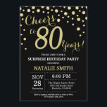Surprise 80th Birthday Black and Gold Diamond Invitation<br><div class="desc">Surprise 80th Birthday Invitation with Black and Gold Glitter Diamond Background. Gold Confetti. Adult Birthday. Male Men or Women Birthday. For further customization,  please click the "Customize it" button and use our design tool to modify this template.</div>