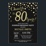 Surprise 80th Birthday Black and Gold Diamond Invitation<br><div class="desc">Surprise 80th Birthday Invitation with Black and Gold Glitter Diamond Background. Gold Confetti. Adult Birthday. Male Men or Women Birthday. For further customization,  please click the "Customize it" button and use our design tool to modify this template.</div>