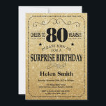 Surprise 80th Birthday Black and Gold Glitter Invitation<br><div class="desc">Surprise 80th Birthday Invitation Black and Gold Glitter Typography. Black and Gold Glitter Background. Adult Birthday. Male Men or Women Birthday. Kids Boy or Girl Lady Teen Teenage Bday Invite. 13th 15th 16th 18th 20th 21st 30th 40th 50th 60th 70th 80th 90th 100th. Any Age. For further customization, please click...</div>