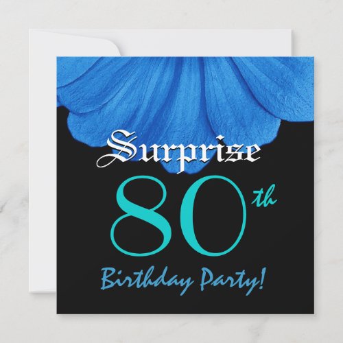 SURPRISE 80th Birthday Blue Flower Z307 Custom Announcements