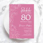 Surprise 80th Birthday - Floral Pink Invitation<br><div class="desc">Floral Pink Surprise 80th Birthday Invitation. Minimalist modern feminine design features botanical accents and typography script font. Simple floral invite card perfect for a stylish female surprise bday celebration.</div>