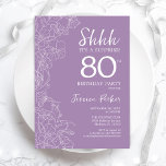 Surprise 80th Birthday - Floral Purple Invitation<br><div class="desc">Floral Purple Surprise 80th Birthday Invitation. Minimalist modern feminine design features botanical accents and typography script font. Simple floral invite card perfect for a stylish female surprise bday celebration.</div>