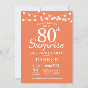 Surprise 80th Birthday Invitation Coral