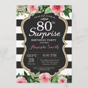 Surprise 80th Birthday Invitation Women Floral