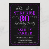 Surprise 80th Birthday Party - Black Purple