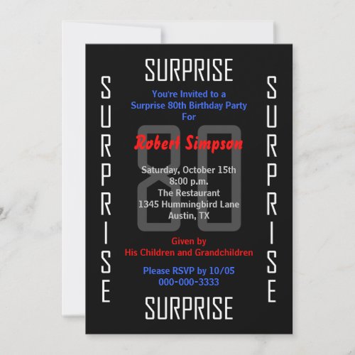 Surprise 80th Birthday Party Invitation - 80